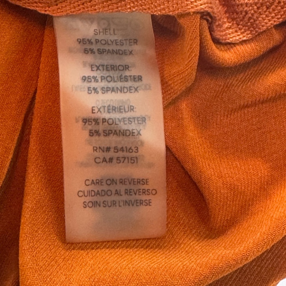 Calvin Klein Ruched Sleeveless Mock Neck Top Rust Orange Stretch Blouse Size M - Picture 12 of 14